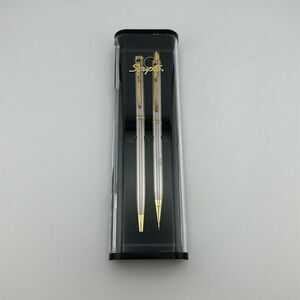Scripto B-324 Pen and Pencil Gift Set - Chrome with Gold Trim